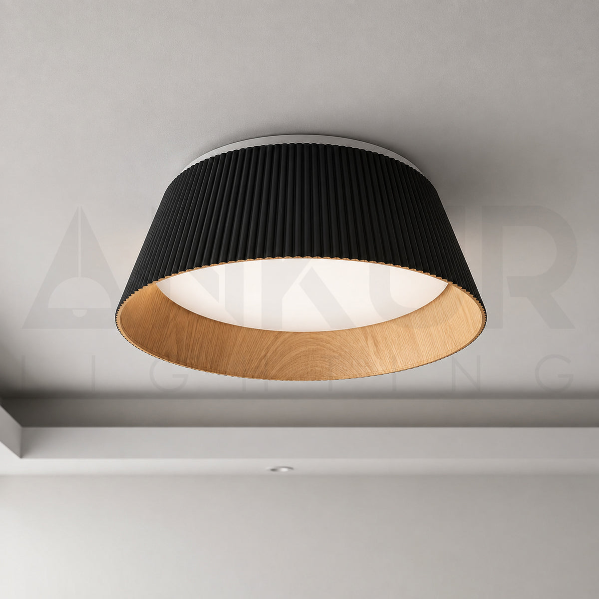 ANKUR CIRQUE 60W SURFACE CEILING LIGHT | 3CCT TUNABLE LED | BLACK WOODEN