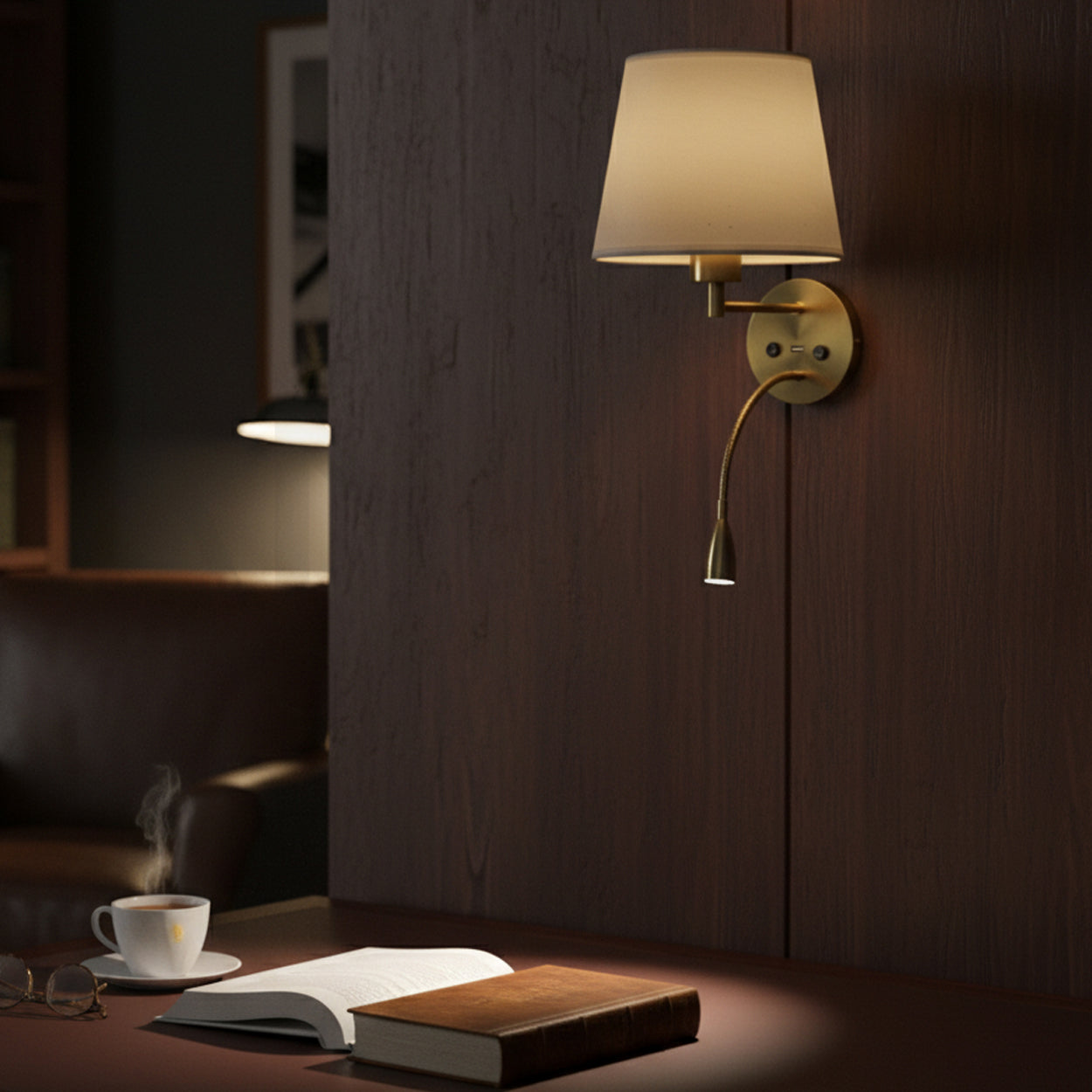 ANKUR FIANCO METAL AND FABRIC SHADE MODERN WALL LIGHT