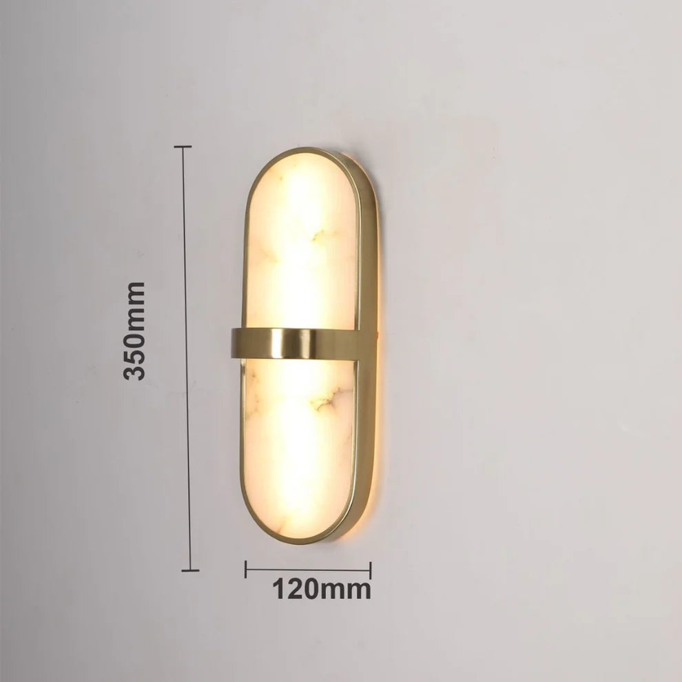ANKUR ALABASTER PILL NORDIC MARBLE WALL SCONCE WITH METAL FINISH WALL LIGHT