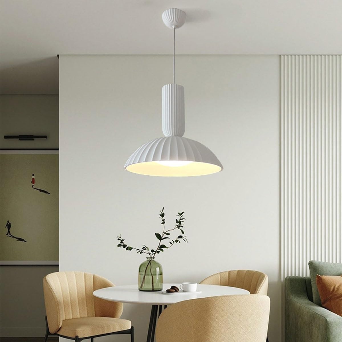 ANKUR WILLOW FLUTED WHITE CERAEMIC PORCELAIN DOME PENDANT LIGHT