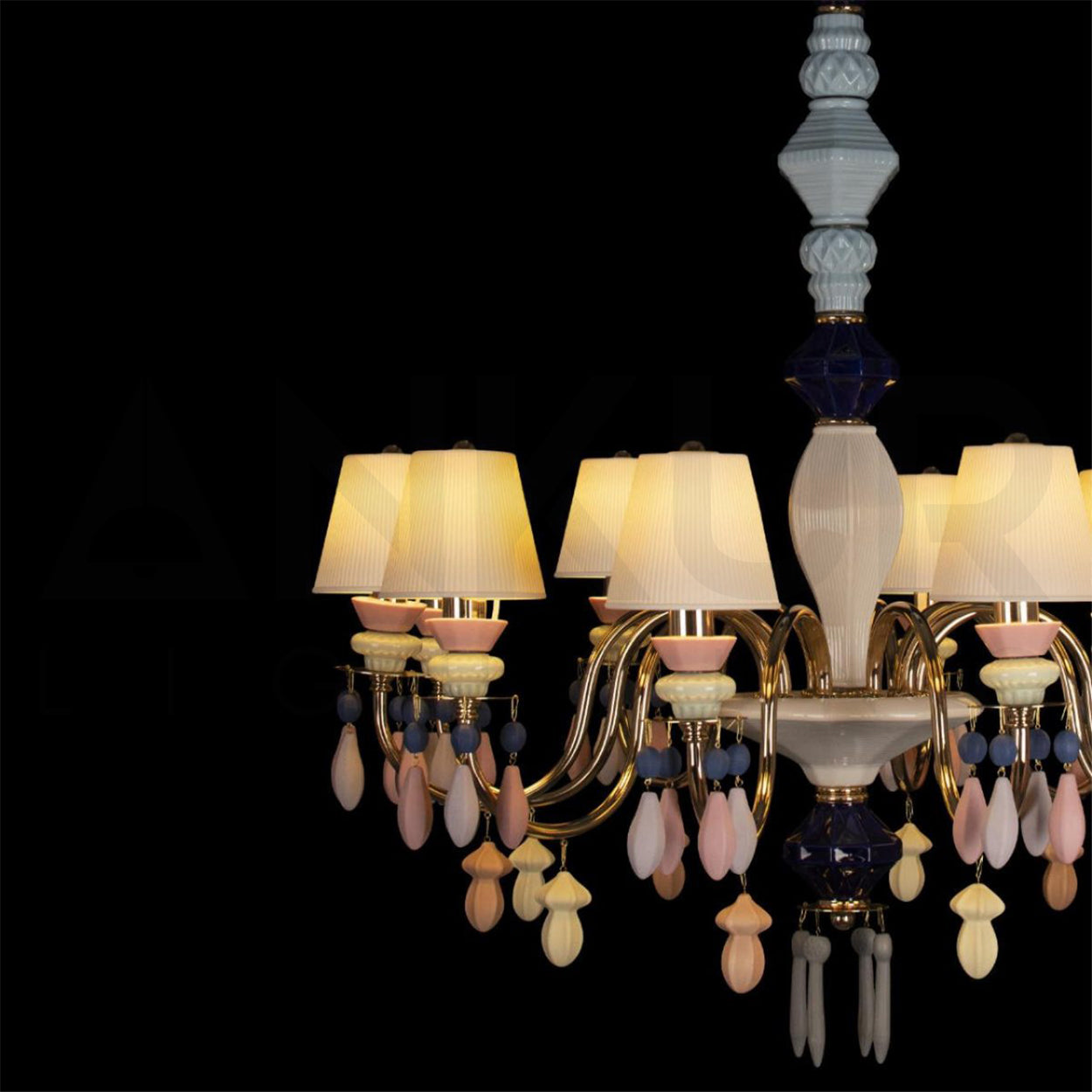 ANKUR BELLE ODRA MODERN DESIGNER CERAMIC LUXURY 10 LIGHTS MULTICOLOUR HANDMADE CHANDELIER