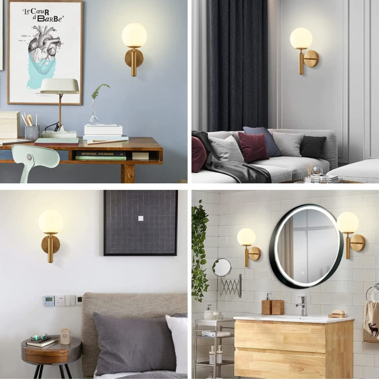 ANKUR GLOBO SIMPLE YET ELEGANT BRASS PLATED WALL LIGHT