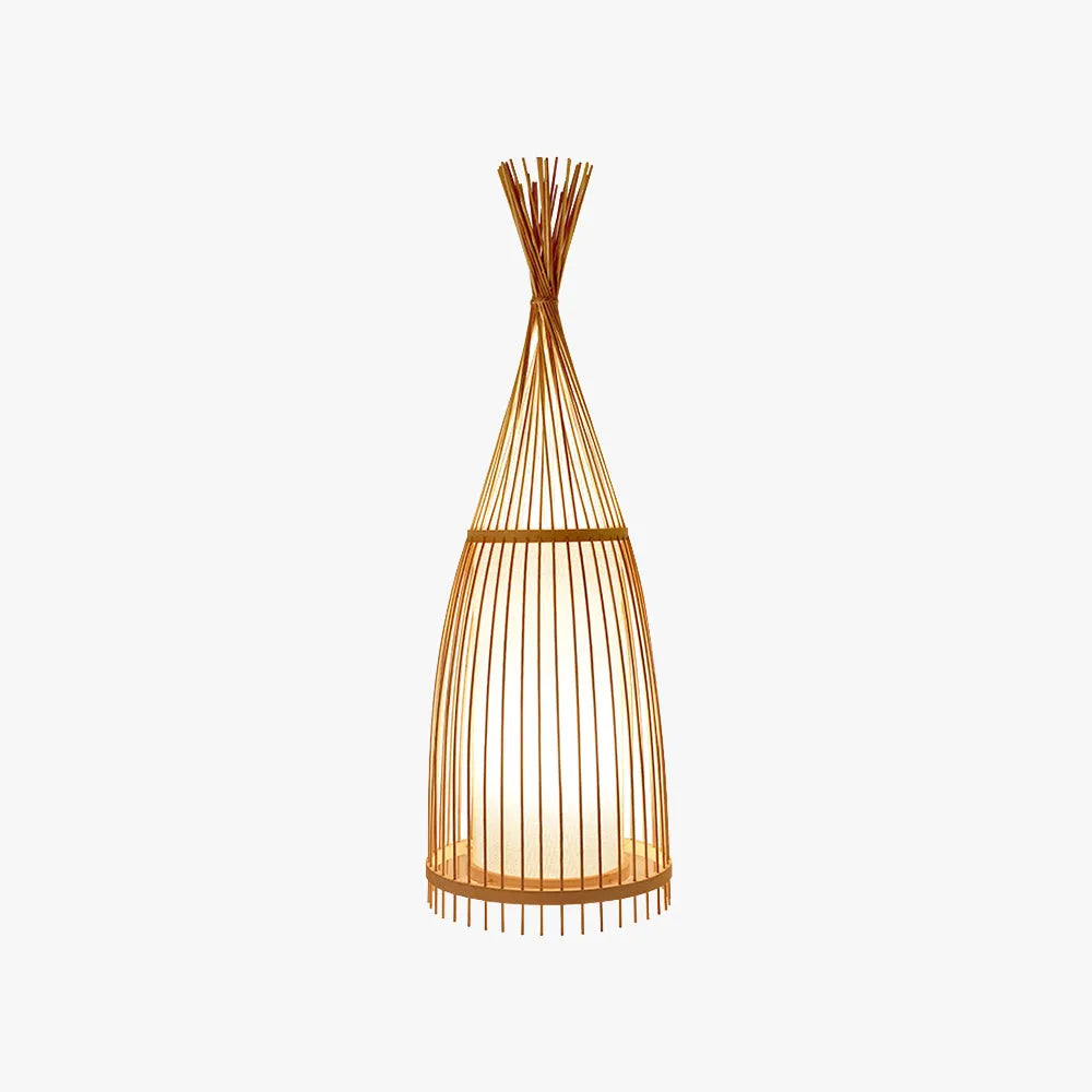 ANKUR CYGNET RUSTIC BOTTEL RATTAN FABRIC CAGE FLOOR LAMP
