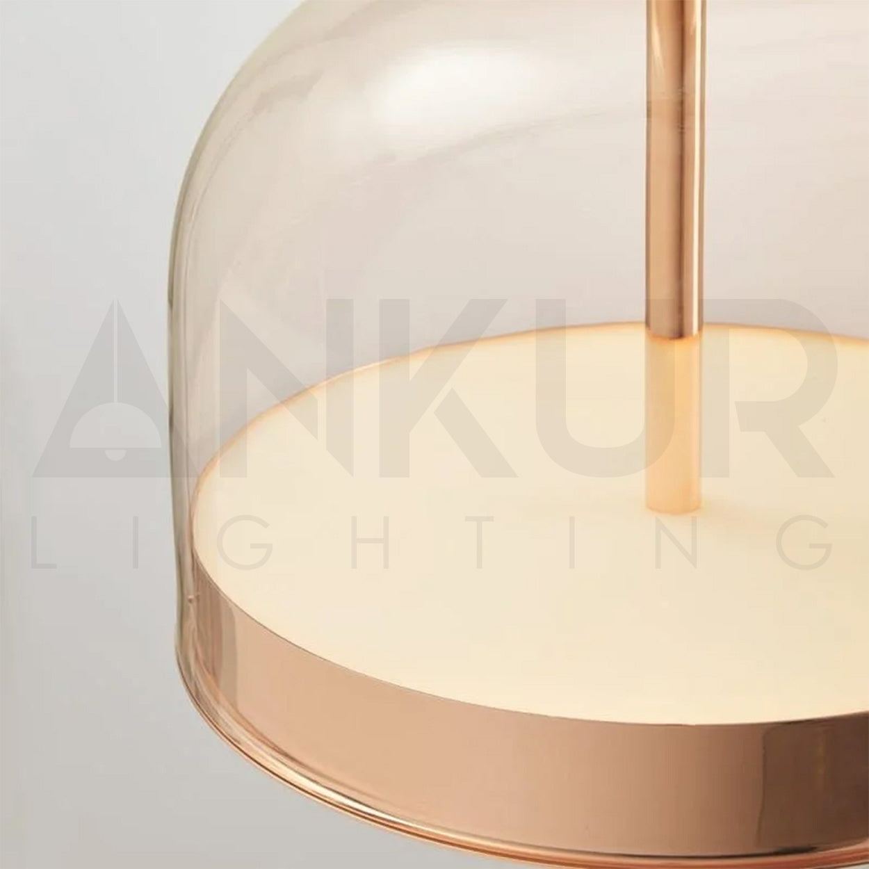 ANKUR BERLIN COPPER FINISH METAL AND AMBER GLASS LED PENDANT LIGHT