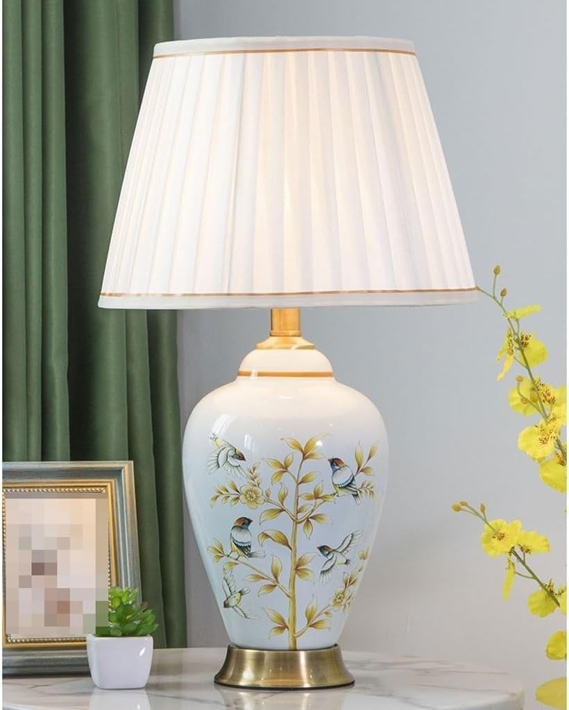 ANKUR KEYSTONE MODERN HAND PAINTED CERAMIC BEDSIDE TABLE LAMP