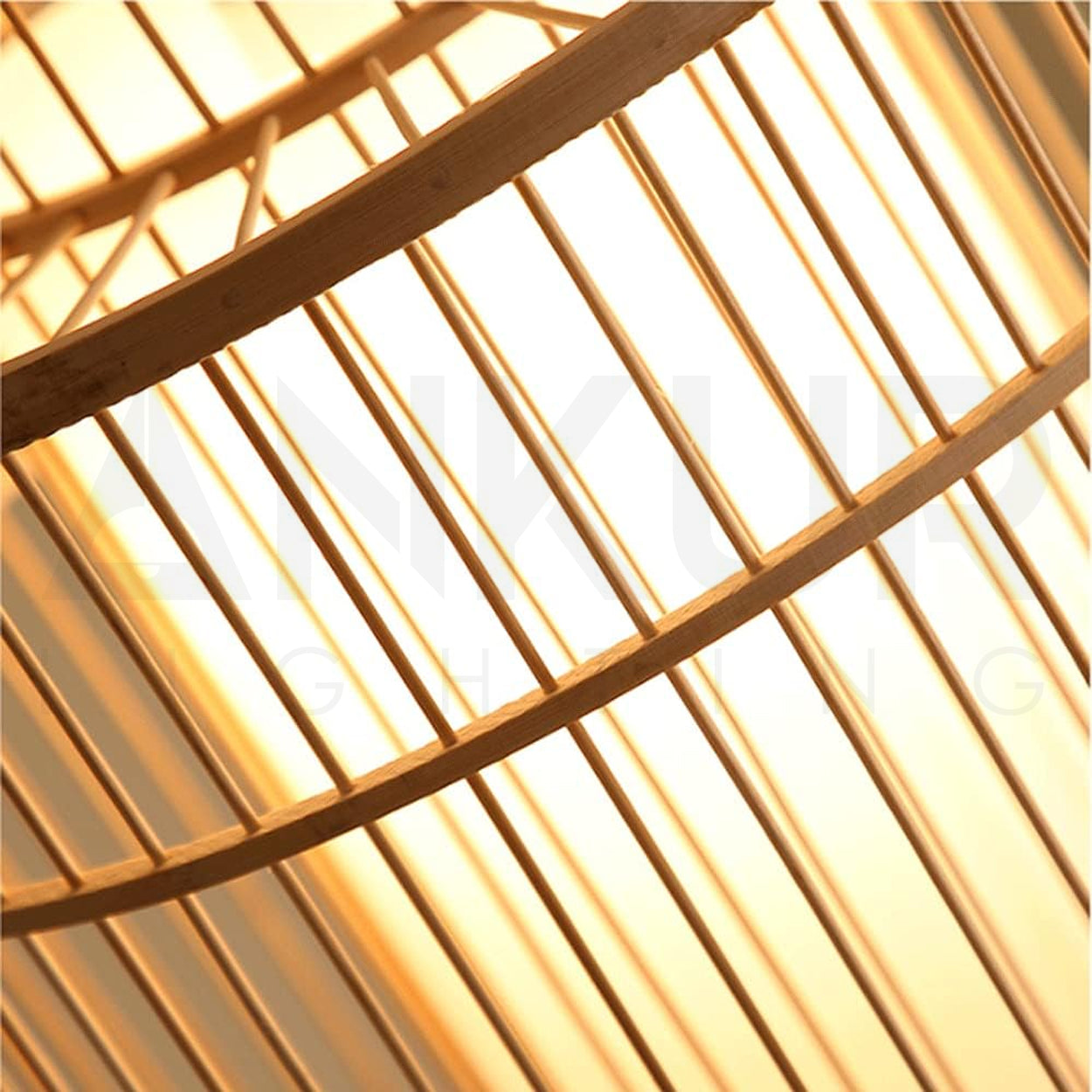 ANKUR SLAVIC NATURAL BAMBOO CANE AND FABRIC HANDMADE PENDANT LIGHT