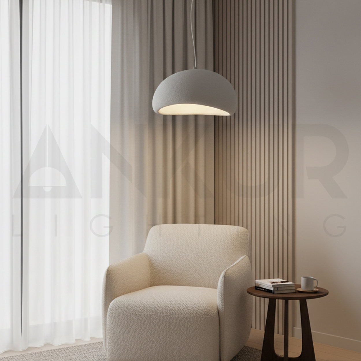 ANKUR CURVE CONCRETE LOOK PENDANT LIGHT FROM ANKUR TERRA COLLECTION