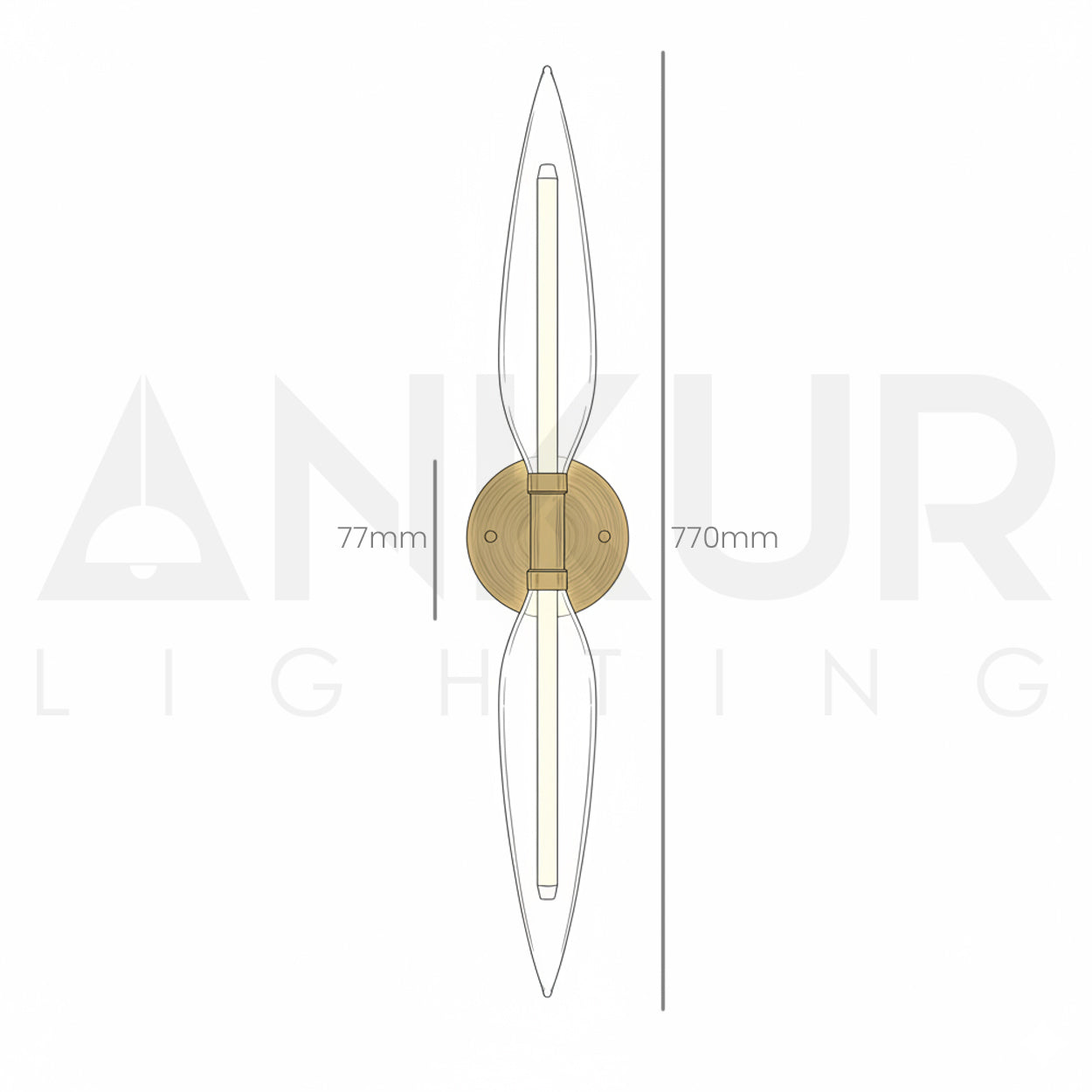 ANKUR CLEMATIS UP AND DOWN OPAL LINE ANTIQUE BRASS AND CONE GLASS UNIQUE DESIGN WALL LAMPS