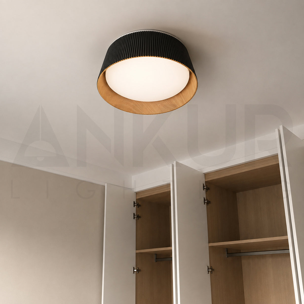 ANKUR CIRQUE 60W SURFACE CEILING LIGHT | 3CCT TUNABLE LED | BLACK WOODEN