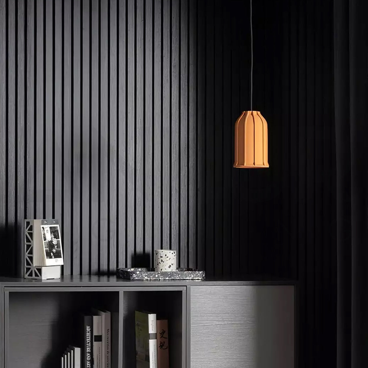 ANKUR HELIOS REDDISH BROWN MICROCEMENT LAMPSHADE CONCRETE PENDANT LIGHT