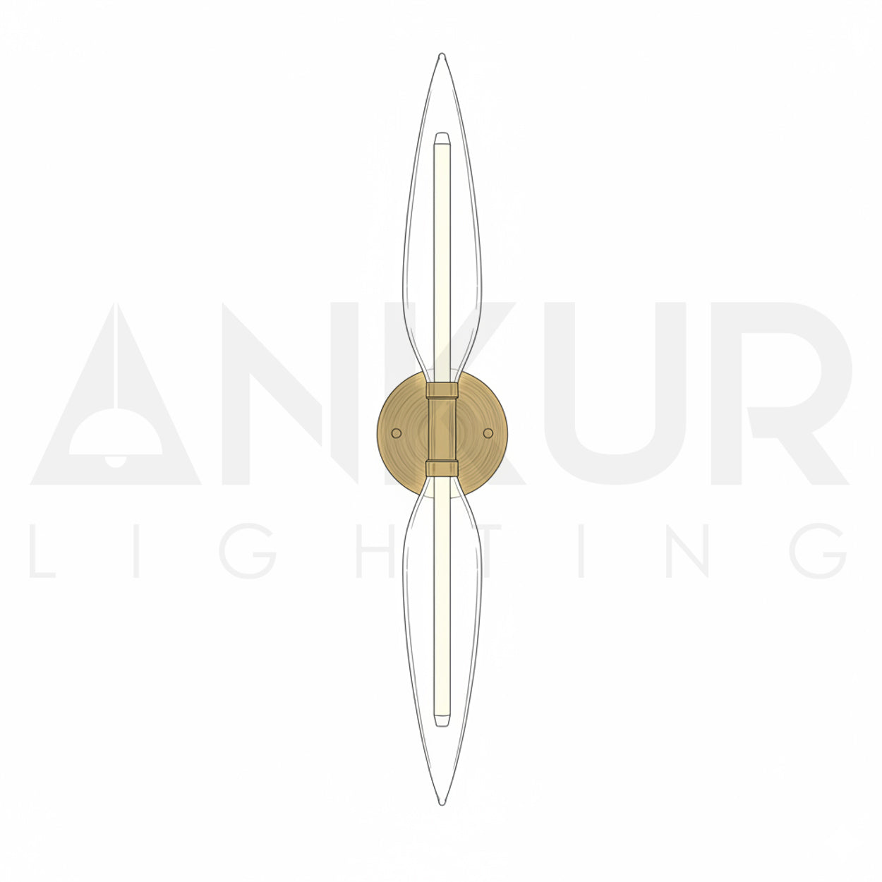 ANKUR CLEMATIS UP AND DOWN OPAL LINE ANTIQUE BRASS AND CONE GLASS UNIQUE DESIGN WALL LAMPS