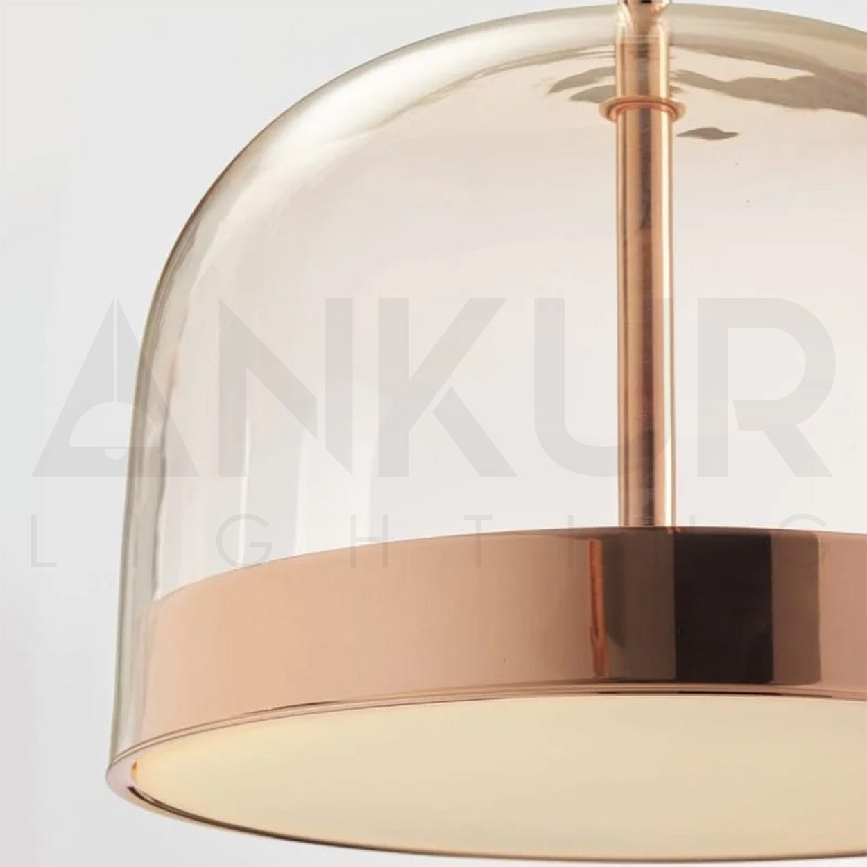 ANKUR BERLIN COPPER FINISH METAL AND AMBER GLASS LED PENDANT LIGHT
