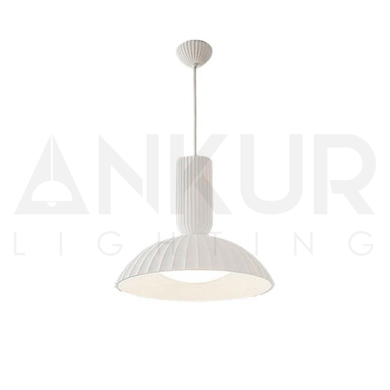 ANKUR WILLOW FLUTED WHITE CERAEMIC PORCELAIN DOME PENDANT LIGHT
