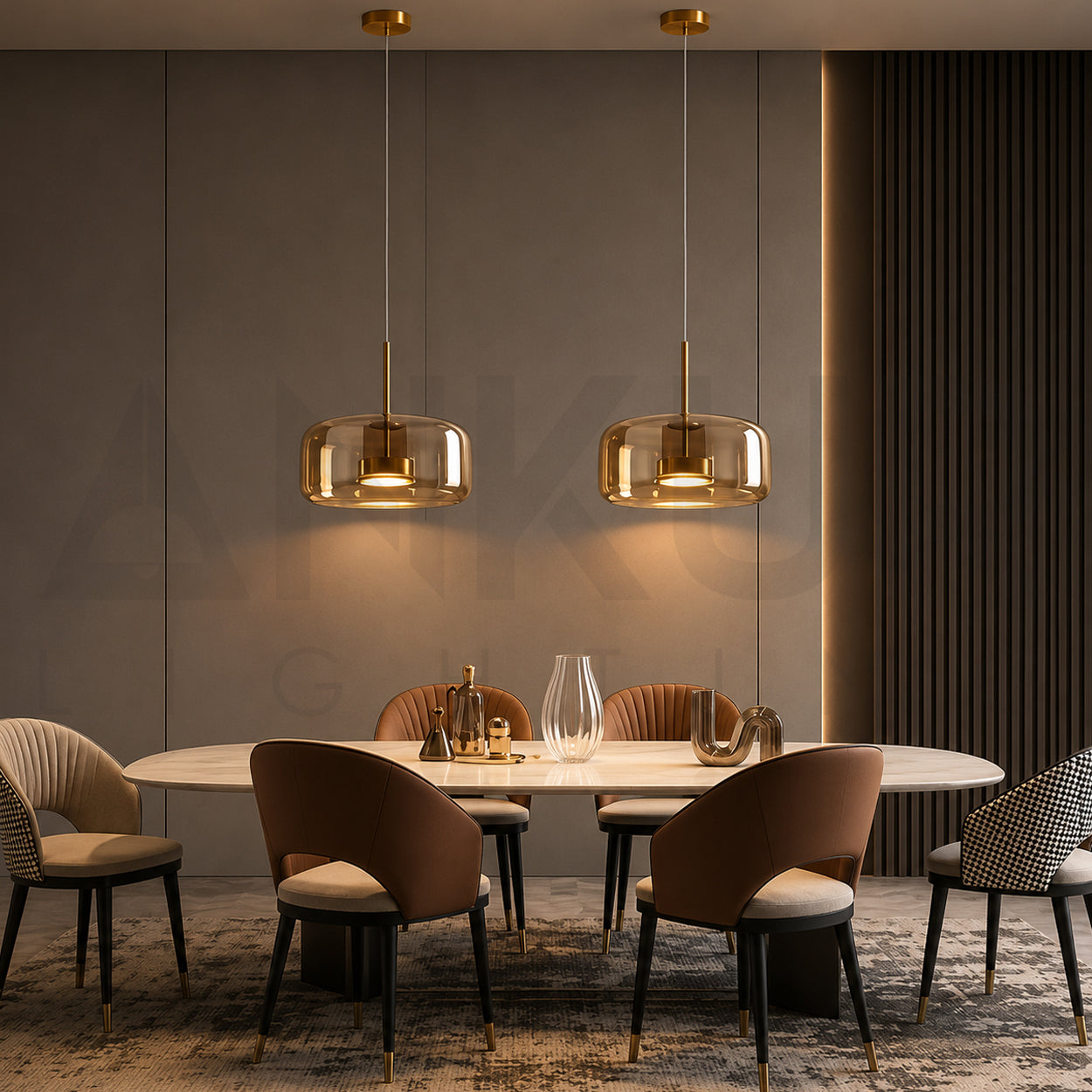 ANKUR ECLIPSE DOME MODERN GLASS WITH METAL LED PENDANT LIGHT