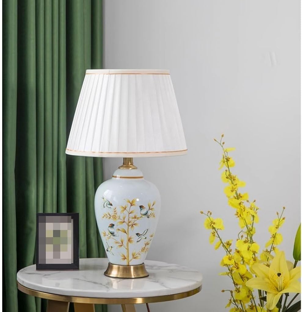 ANKUR KEYSTONE MODERN HAND PAINTED CERAMIC BEDSIDE TABLE LAMP