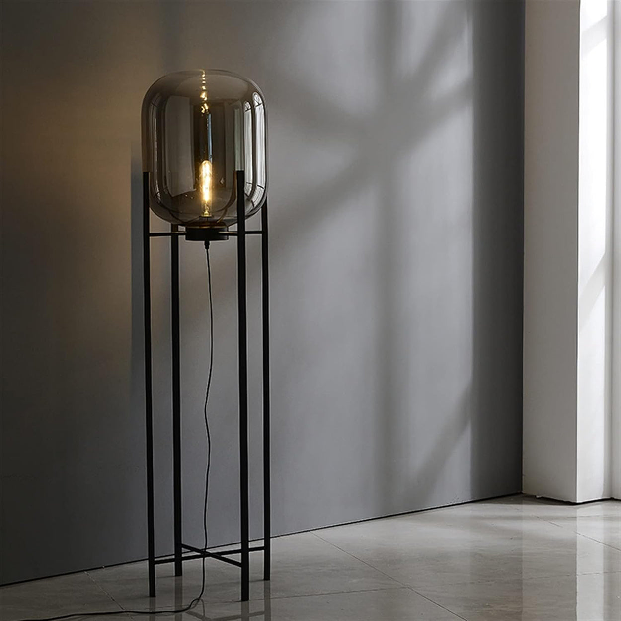 ANKUR GIORGIA MODERN METAL AND GLASS FLOOR LAMP