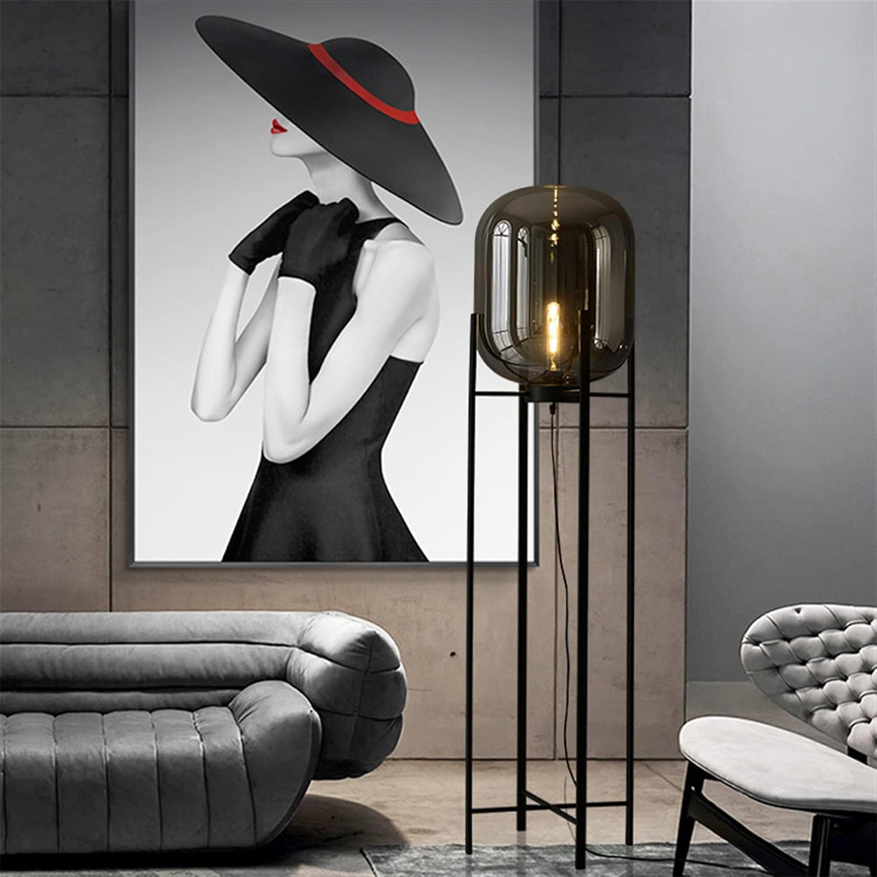 ANKUR GIORGIA MODERN METAL AND GLASS FLOOR LAMP