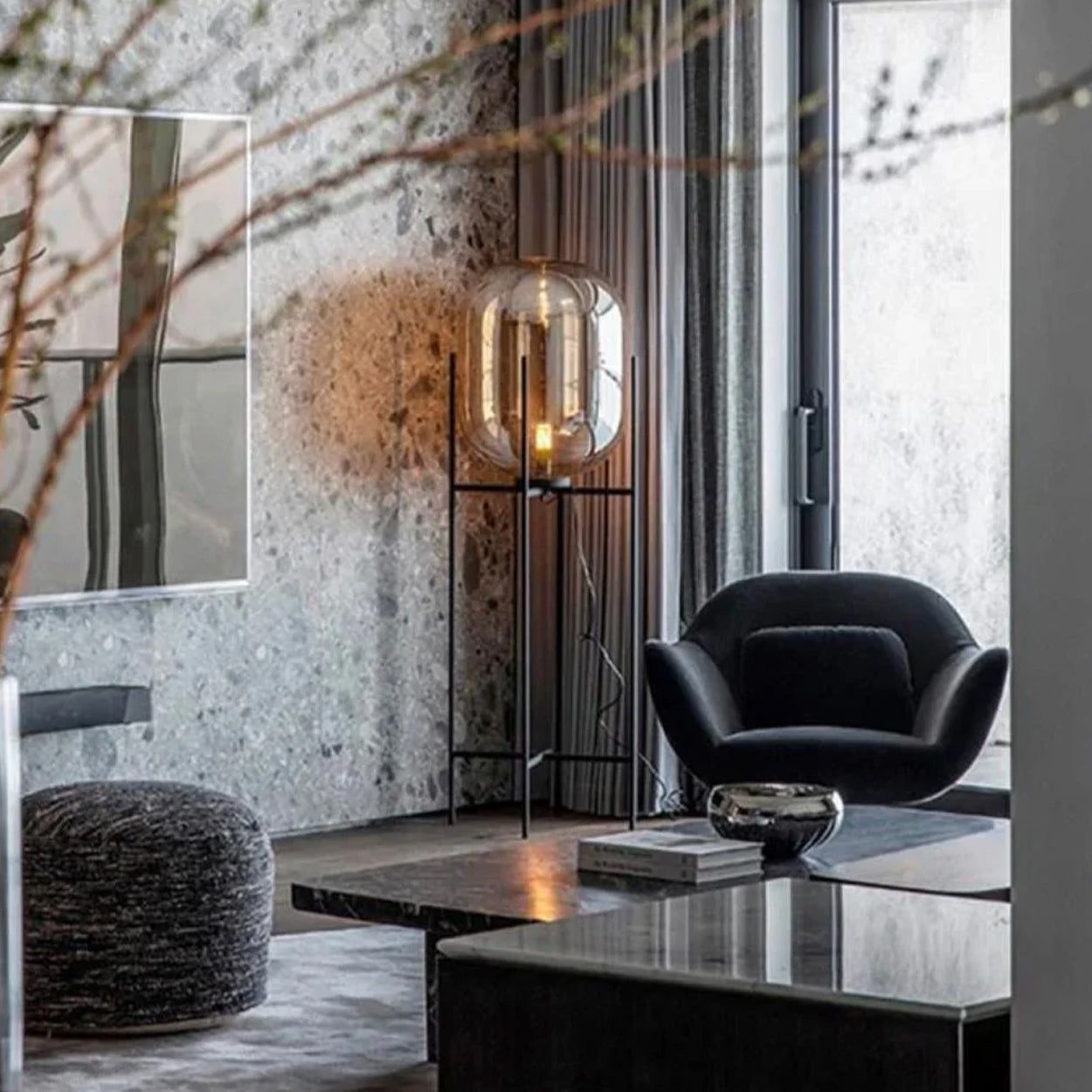 ANKUR GIORGIA MODERN METAL AND GLASS FLOOR LAMP