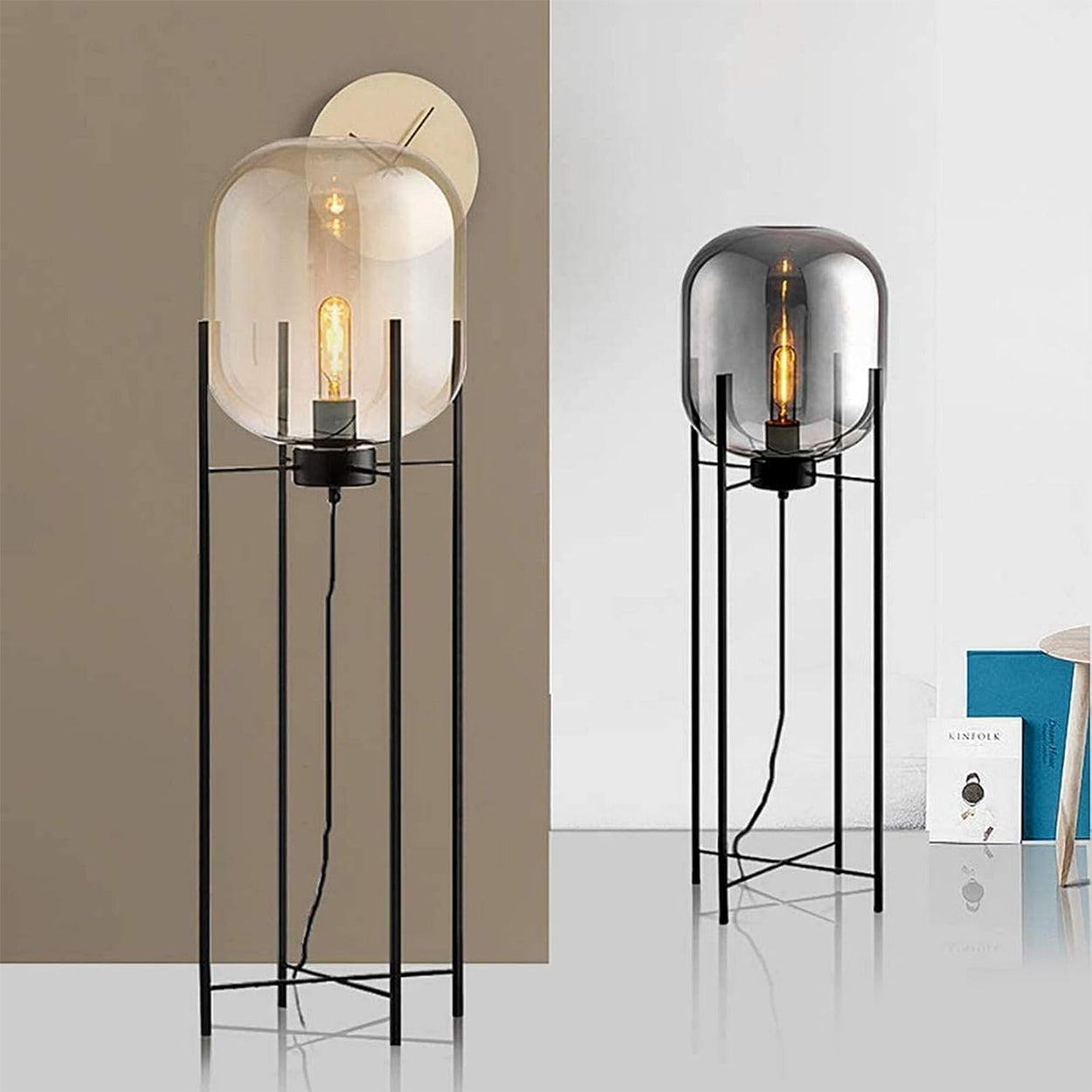 ANKUR GIORGIA MODERN METAL AND GLASS FLOOR LAMP