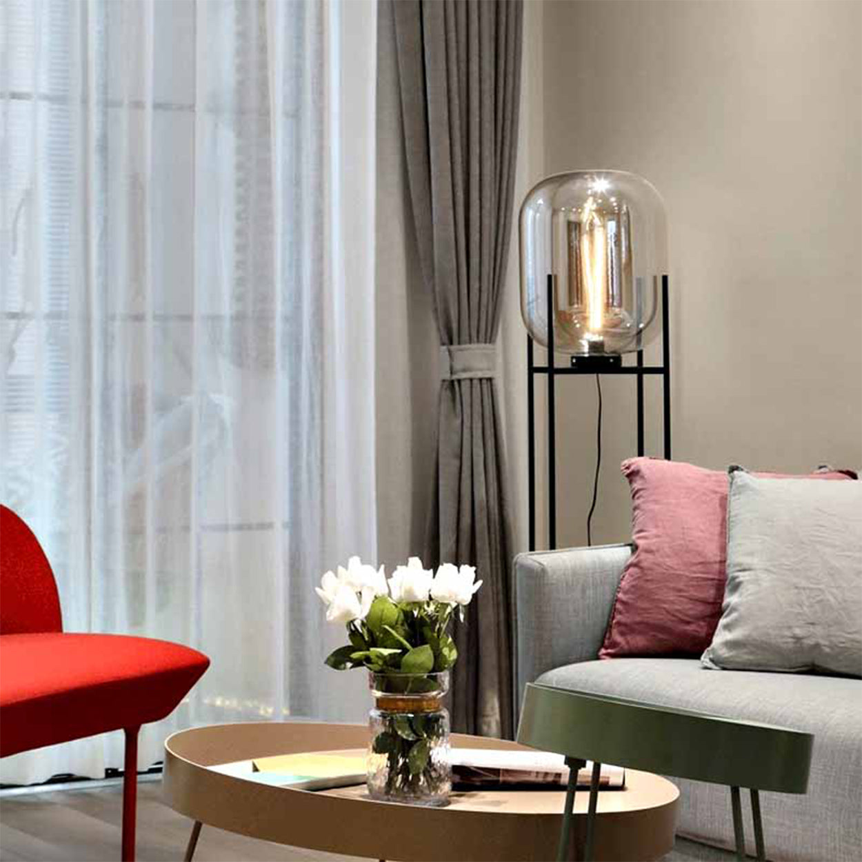 ANKUR GIORGIA MODERN METAL AND GLASS FLOOR LAMP