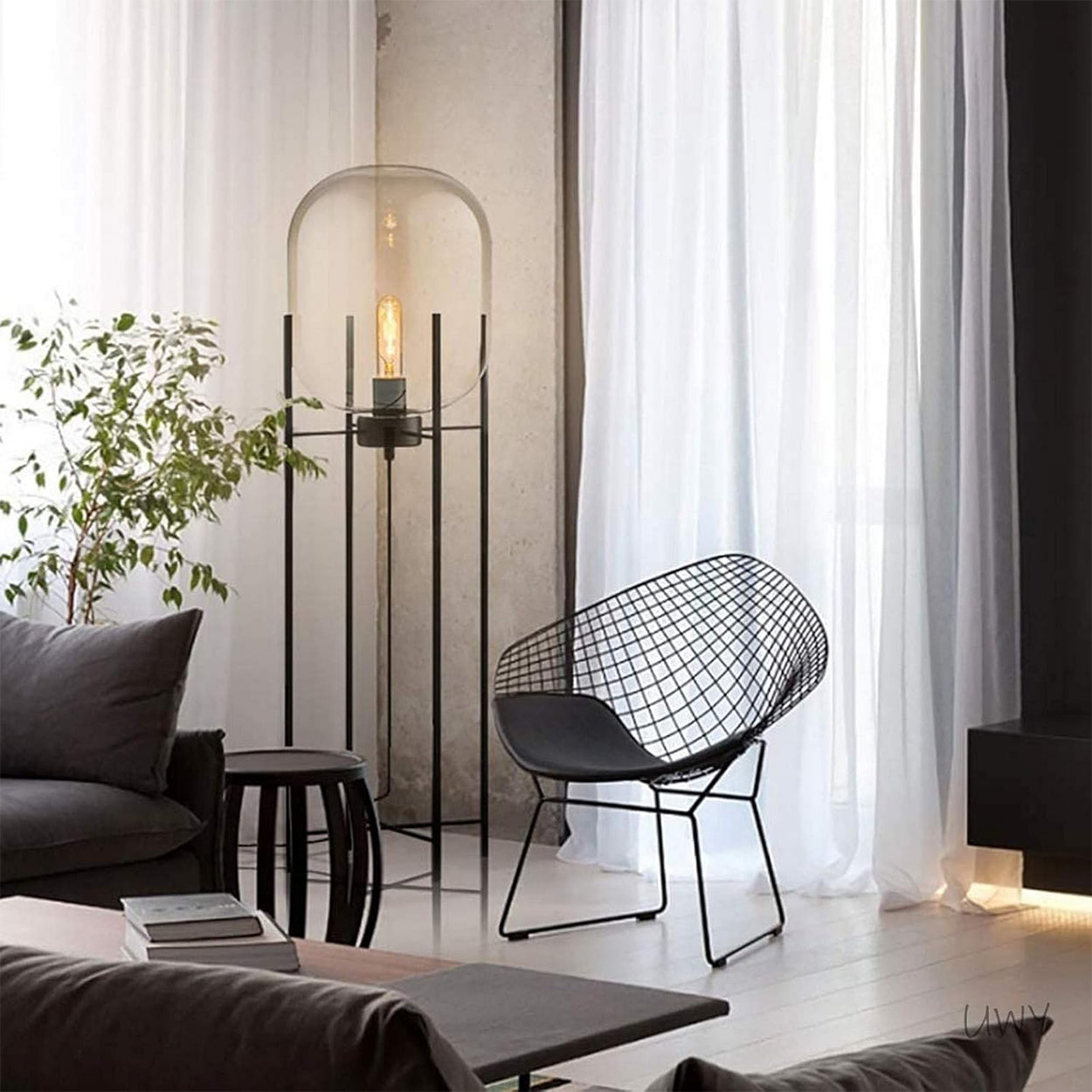 ANKUR GIORGIA MODERN METAL AND GLASS FLOOR LAMP
