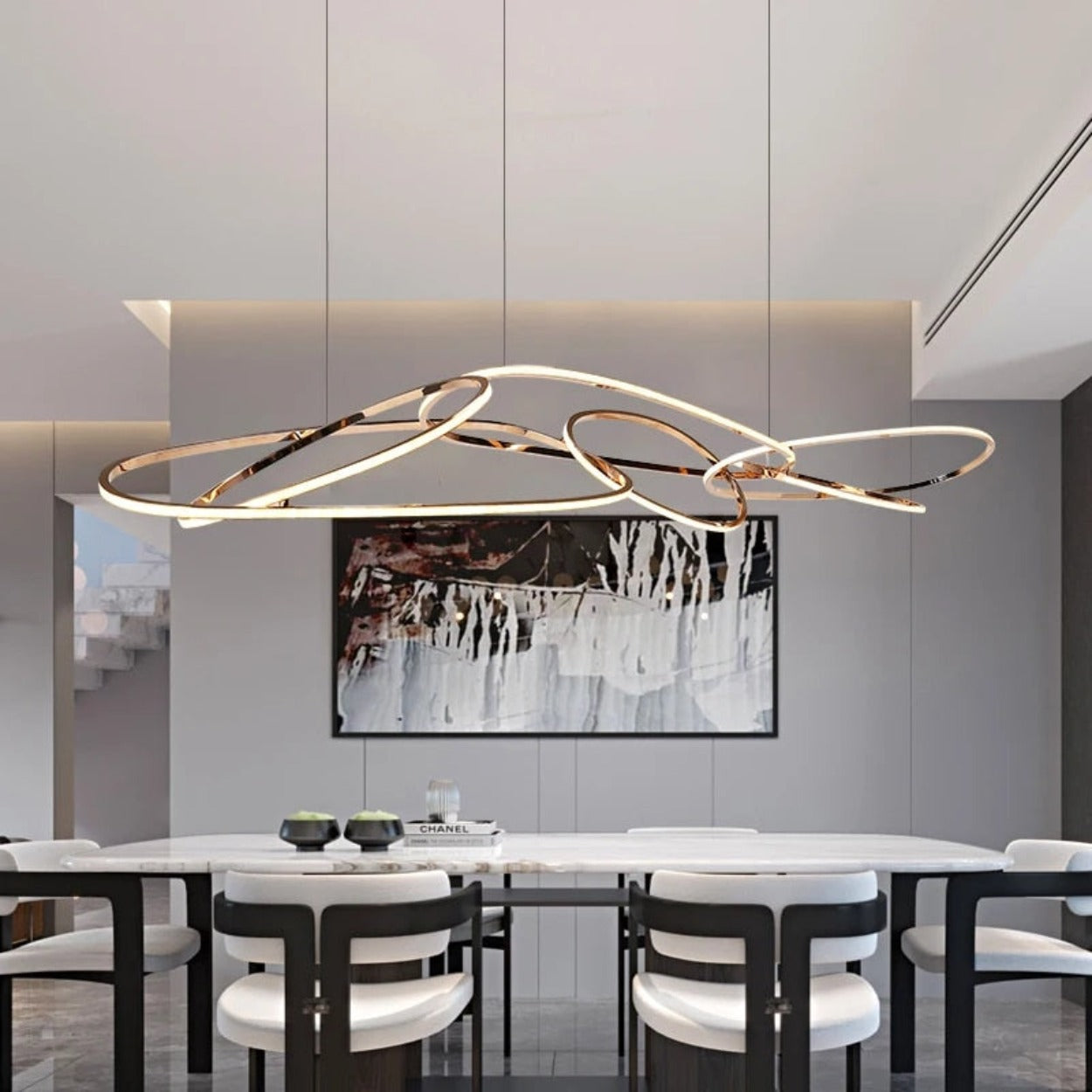 ANKUR GEOM INFINITY LOOP MODERN LED PENDANT CHANDELIER