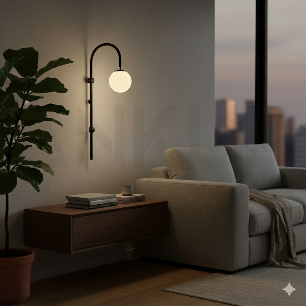 ANKUR OCTAVIAN MILKY GLOBE WALL LIGHT FOR RESTAURANT LIGHTING