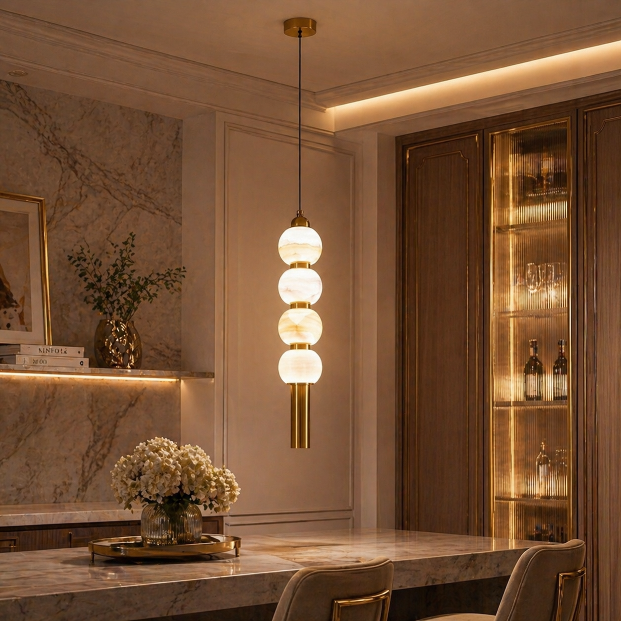 ANKUR STELO METAL AND GLASS MODERN LUXURY HANGING LIGHT