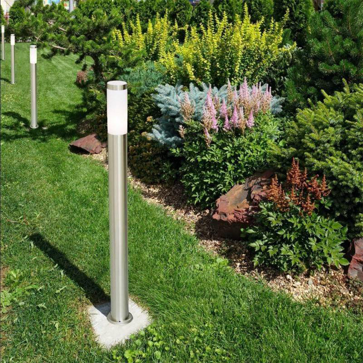 ANKUR CILINDRO CHROME OUTDOOR BOLLARD LIGHT