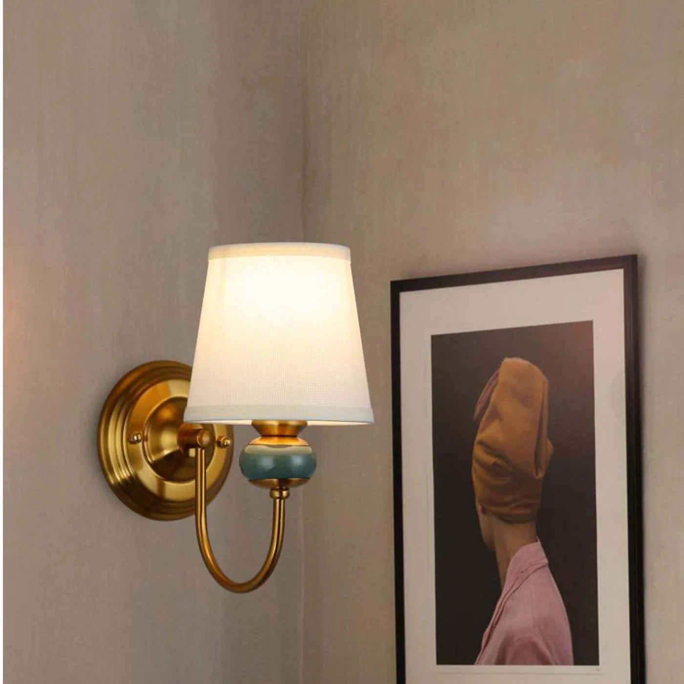 ANKUR LUMAFLARE BLOSSOM FABRIC SHADE WALL LIGHT