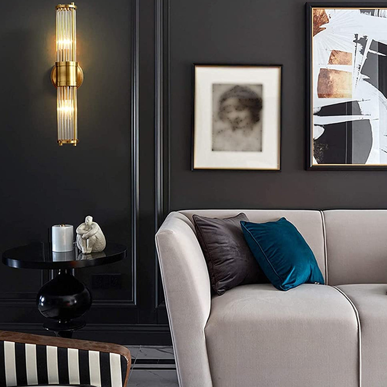 ANKUR ALESSIO VINTAGE STYLE METAL AND CRYSTAL WALL LIGHT