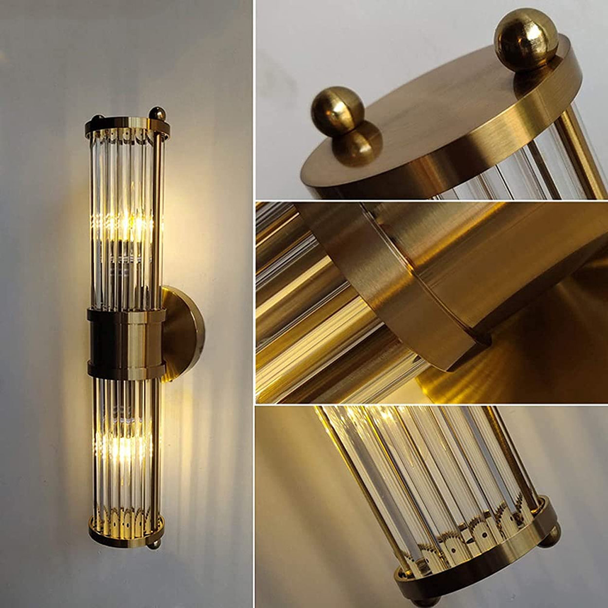 ANKUR ALESSIO VINTAGE STYLE METAL AND CRYSTAL WALL LIGHT