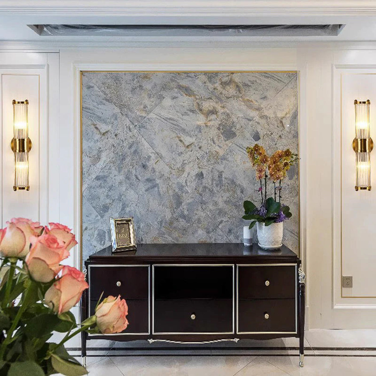 ANKUR ALESSIO VINTAGE STYLE METAL AND CRYSTAL WALL LIGHT