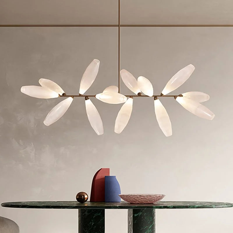 ANKUR AURELIUS MODERN LEAF DESIGN METAL AND GLASS BASED CHANDELIER