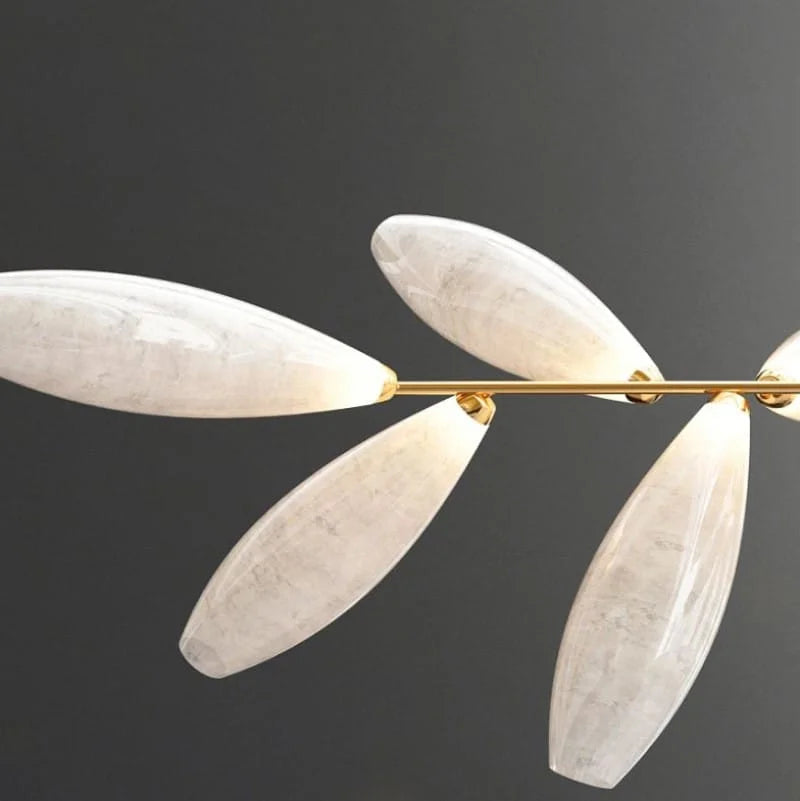 ANKUR AURELIUS MODERN LEAF DESIGN METAL AND GLASS BASED CHANDELIER