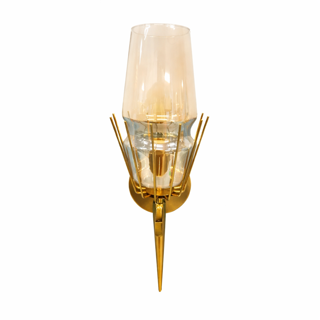 ANKUR BONFIRE ANTIQUE BRASS METAL WITH AMBER GLASS ``