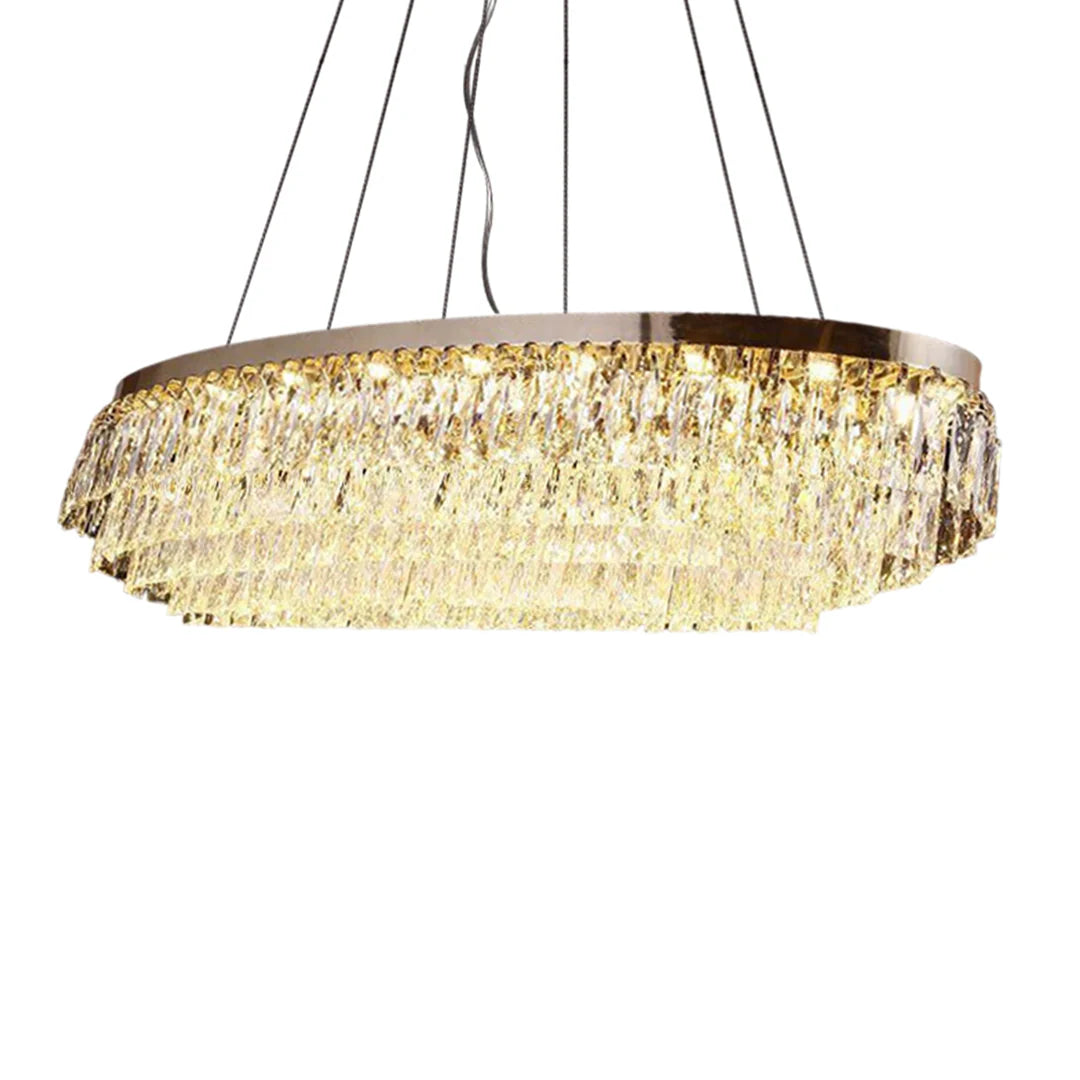 ANKUR ROUND WU LAYERED SPARKLING CRYSTAL LED CHANDELIER