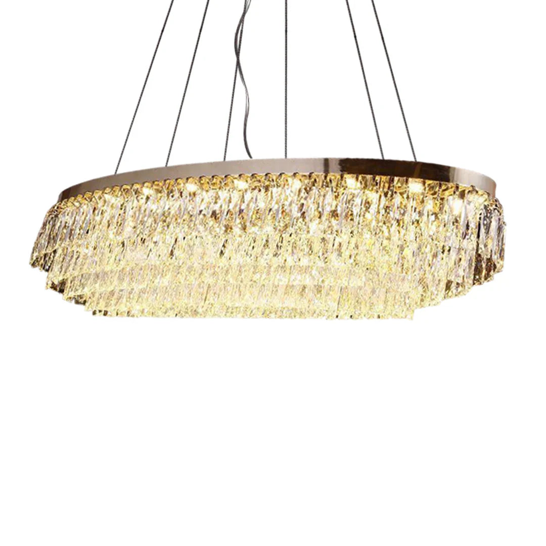 ANKUR ROUND WU LAYERED SPARKLING CRYSTAL LED CHANDELIER