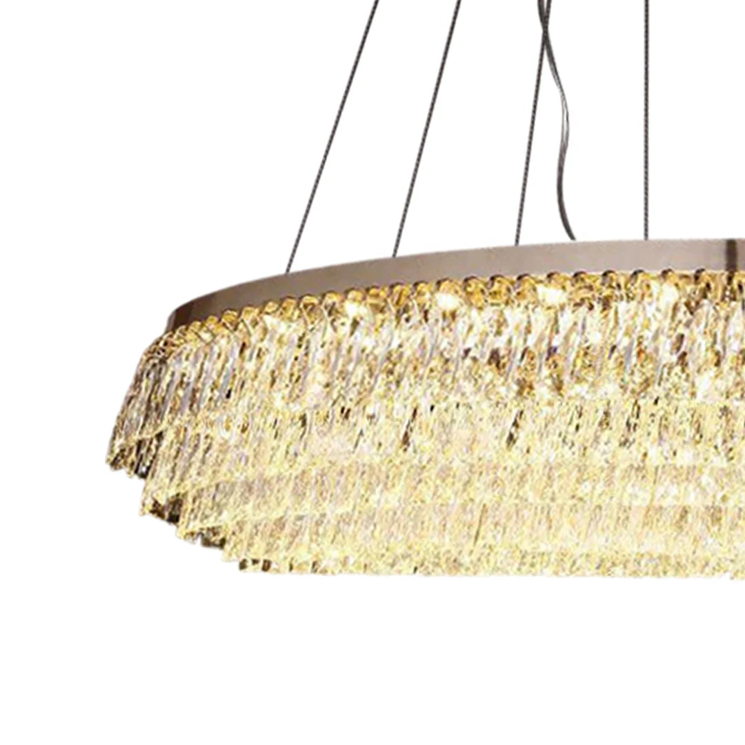 ANKUR ROUND WU LAYERED SPARKLING CRYSTAL LED CHANDELIER