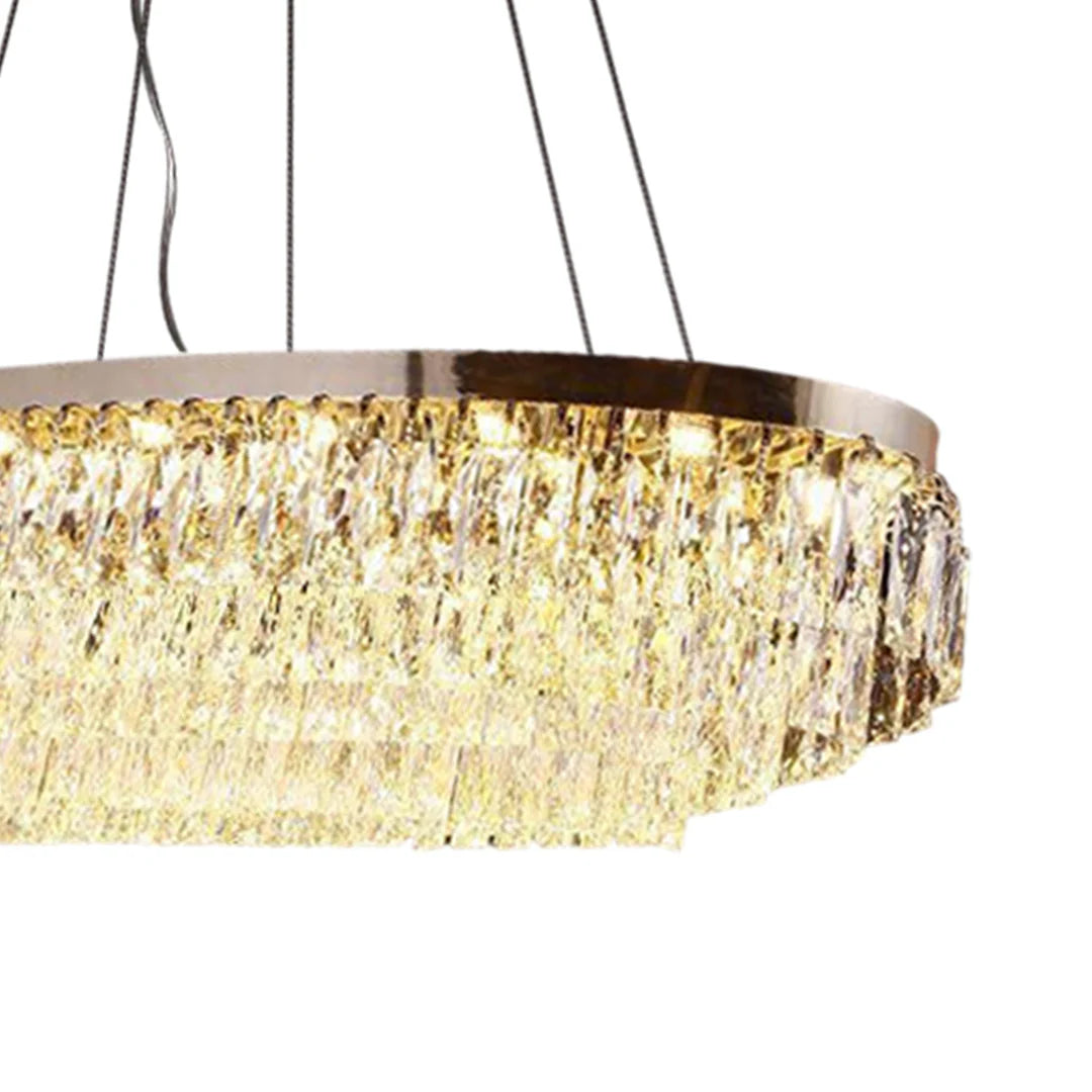 ANKUR ROUND WU LAYERED SPARKLING CRYSTAL LED CHANDELIER