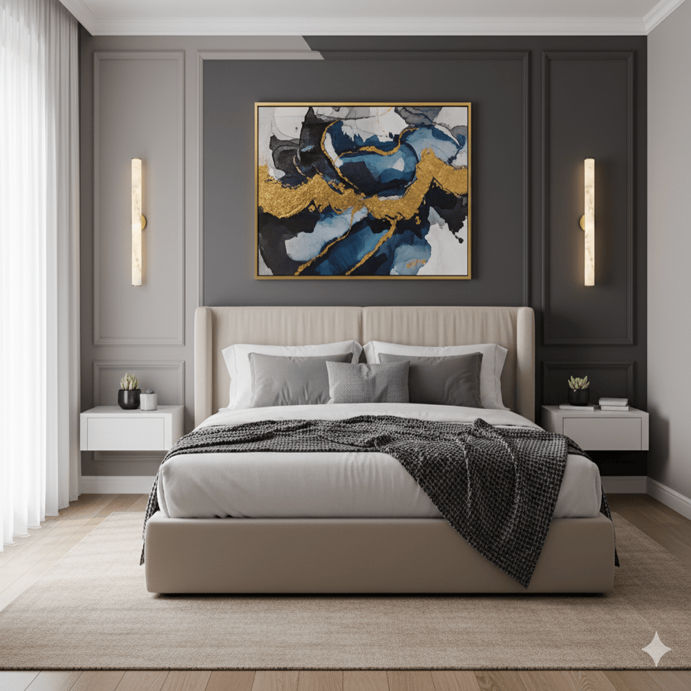 ANKUR VITRIC MODERN MINIMILIST DESIN METAL AND ALABASTER BASED WALL LIGHT