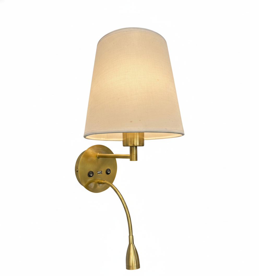 ANKUR FIANCO METAL AND FABRIC SHADE MODERN WALL LIGHT
