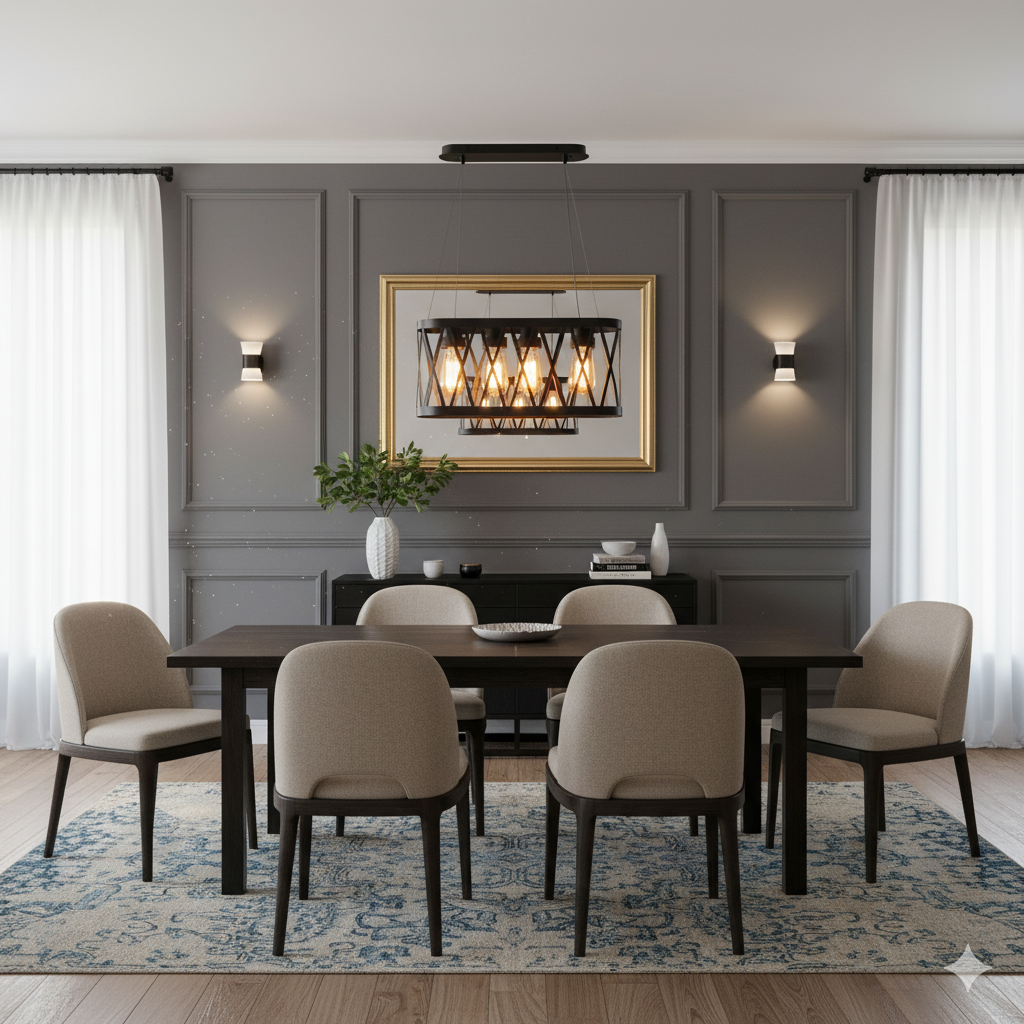 ANKUR BRONX FOUR LIGHT RECTANGLE METAL CAGE CHANDELIER