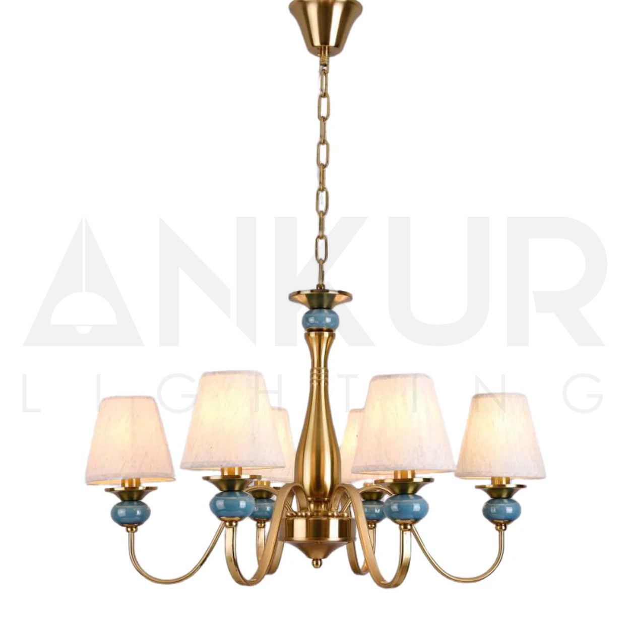 ANKUR LUMAFLARE BLOSSOM FABRIC SINGLE HEIGHT CASCADE CRYSTAL CHANDELIER FOR HOME LIGHTING