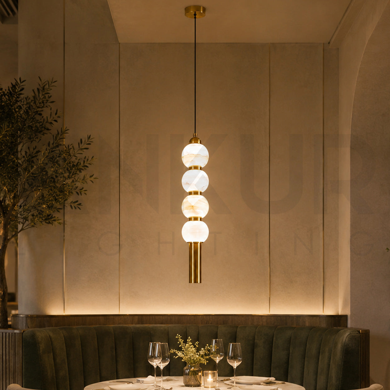 ANKUR STELO METAL AND GLASS MODERN LUXURY HANGING LIGHT