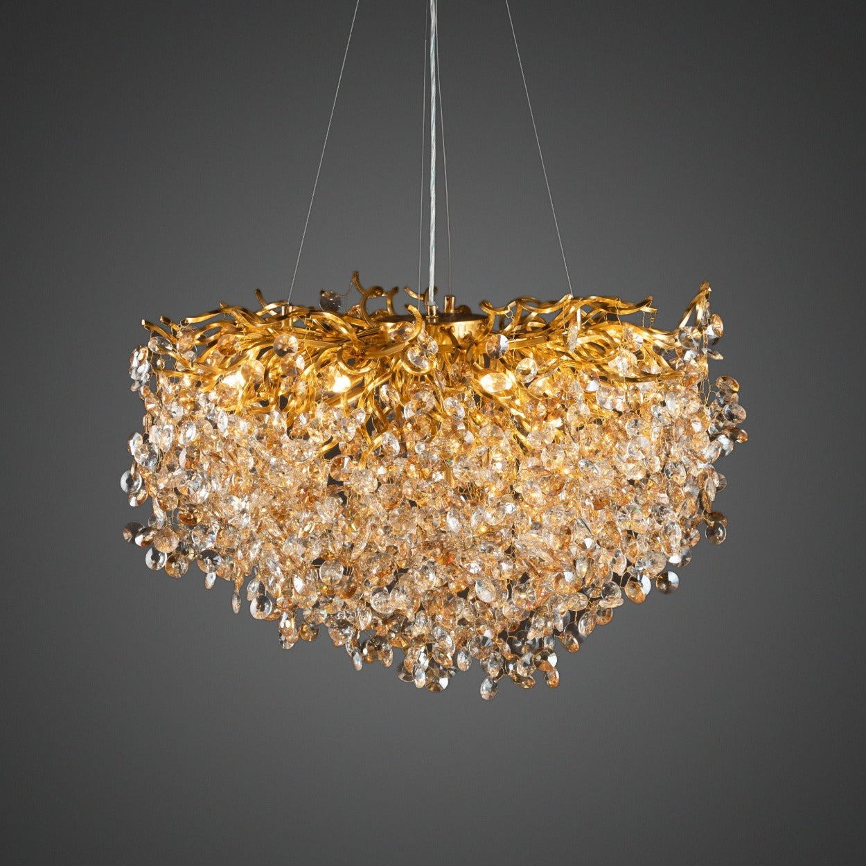 ANKUR ROUND BLOOM CONTEMPORARY CRYSTAL CHANDELIER