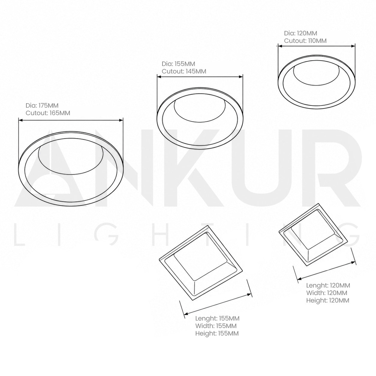 ANKUR DIVINE MINIMALIST DELIGHT LED RECESSED DOWNLIGHT FOR OFFICE AND HOME LIGHTING