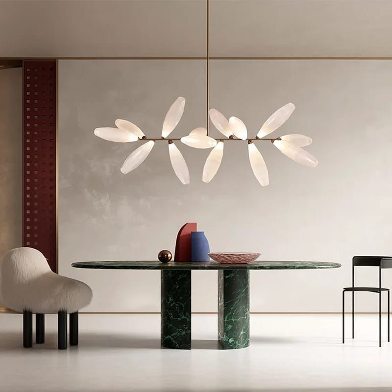 ANKUR AURELIUS MODERN LEAF DESIGN METAL AND GLASS BASED CHANDELIER
