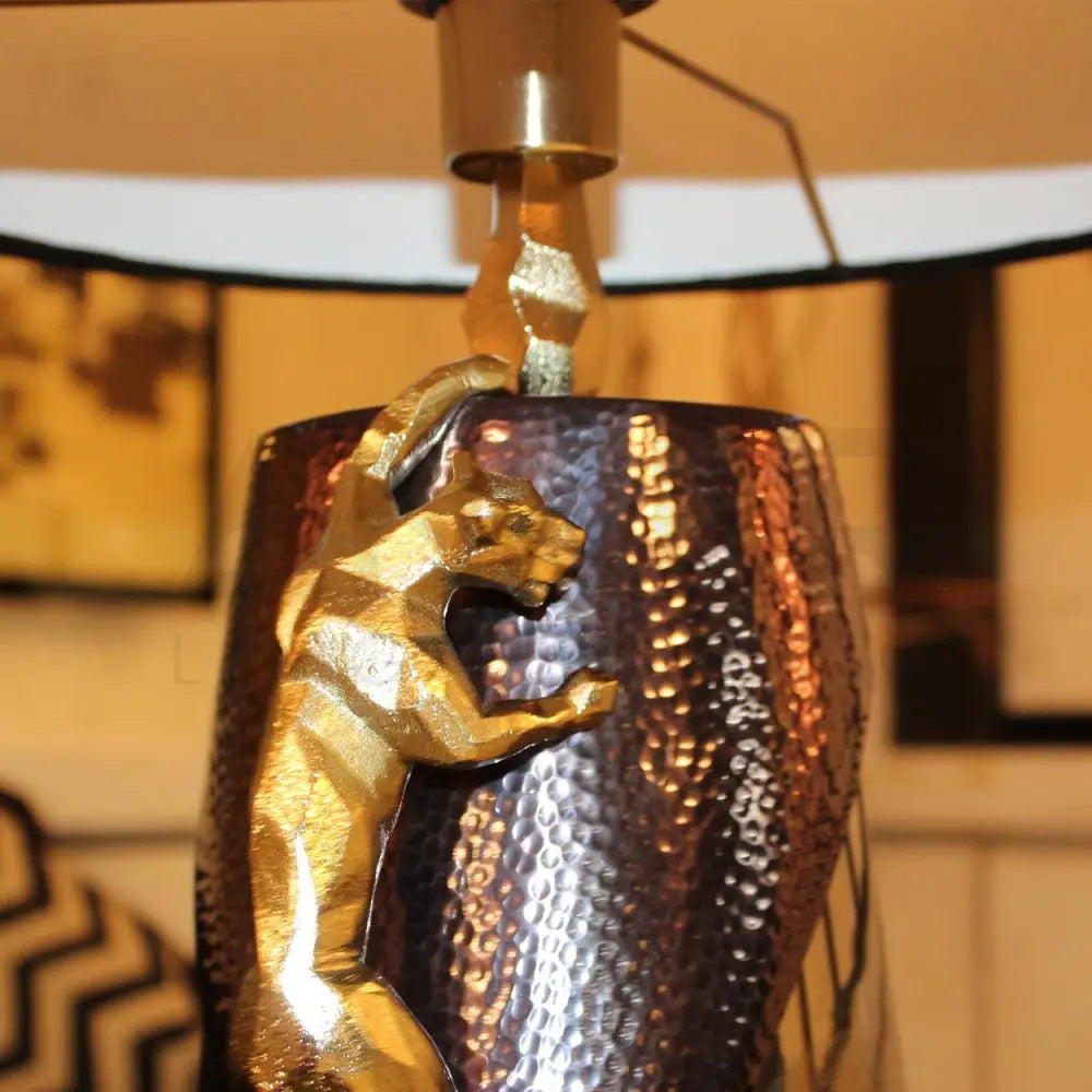 ABSTRACT PANTHER HAND MADE GLASS AND METAL TABLE LAMP - Ankur Lighting