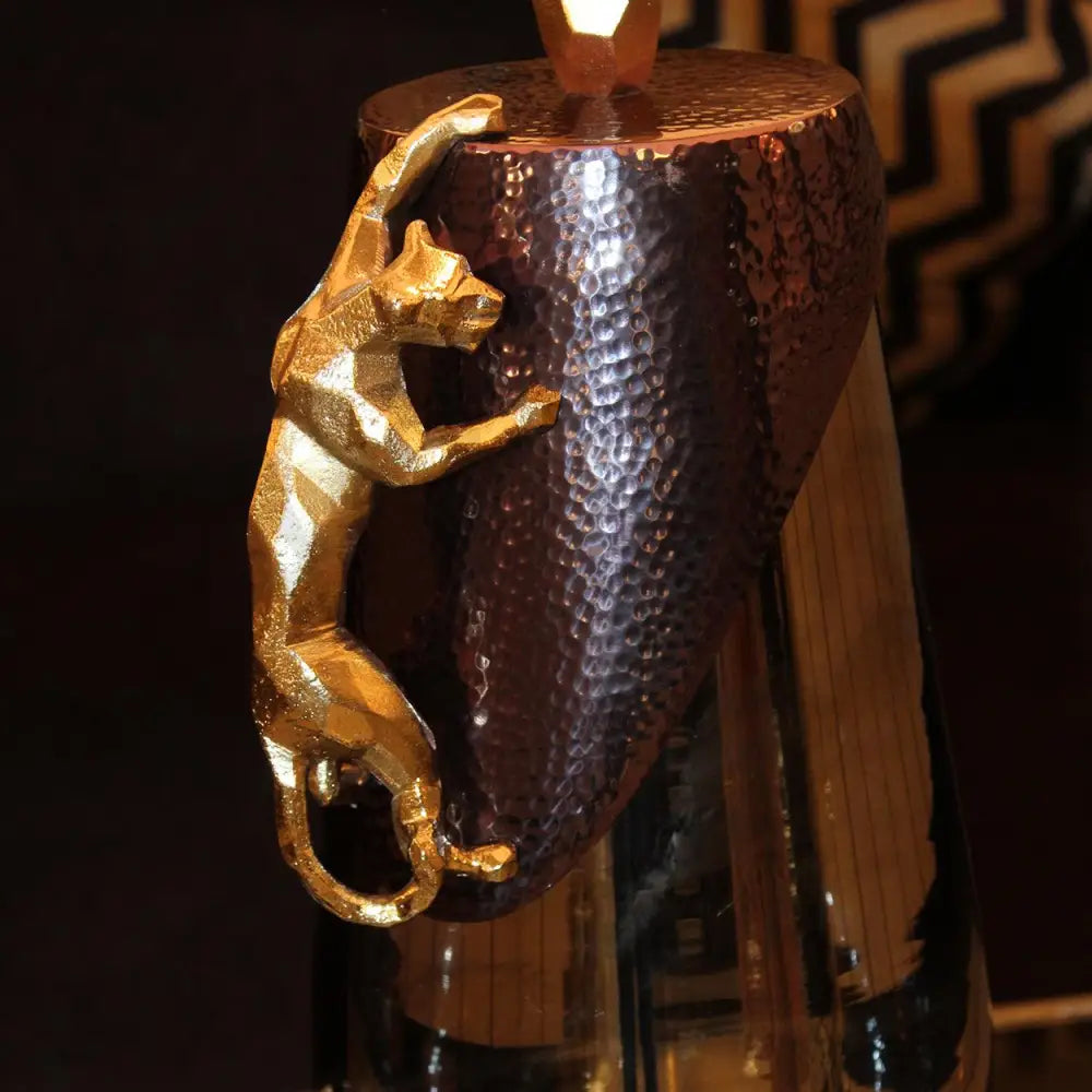 ABSTRACT PANTHER HAND MADE GLASS AND METAL TABLE LAMP - Ankur Lighting